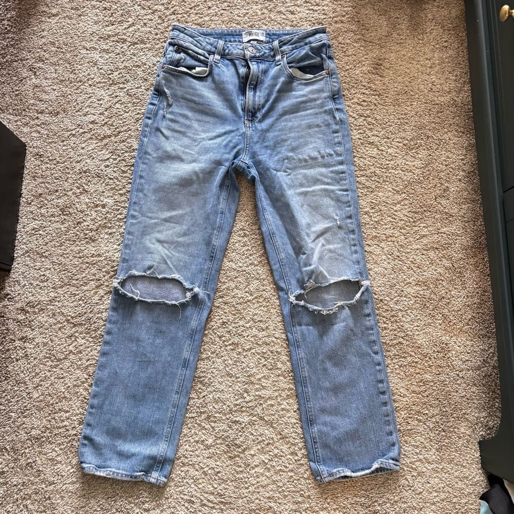 PAIGE Light Wash Sarah Straight ankle Distressed Jeans Size 27